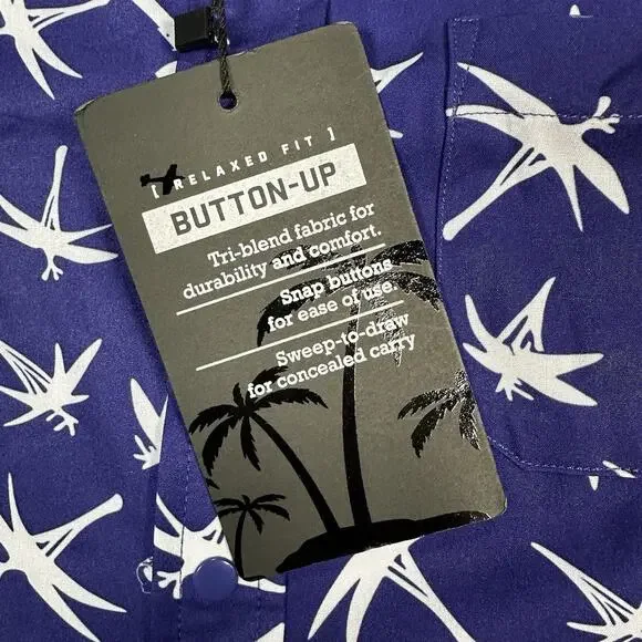 NWT Savage Tacticians Blue White 2nd Amendment Guns Hawaiian Shirt Men’s Size S - Picture 2 of 7